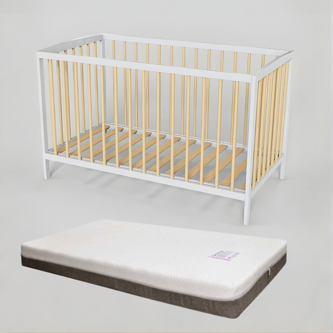 Eldita Santorini Cot White/Natural with Grotime Mattress