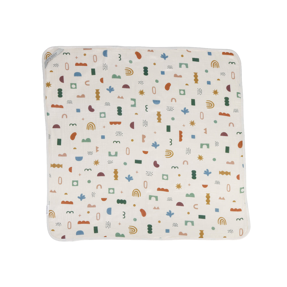 Living Textiles 5 Layer Organic Muslin Pram Blanket Geo Mod