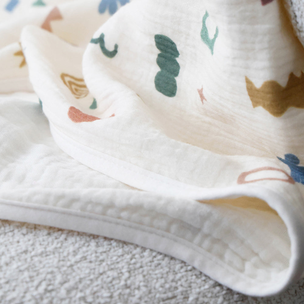Living Textiles 5 Layer Organic Muslin Pram Blanket Geo Mod