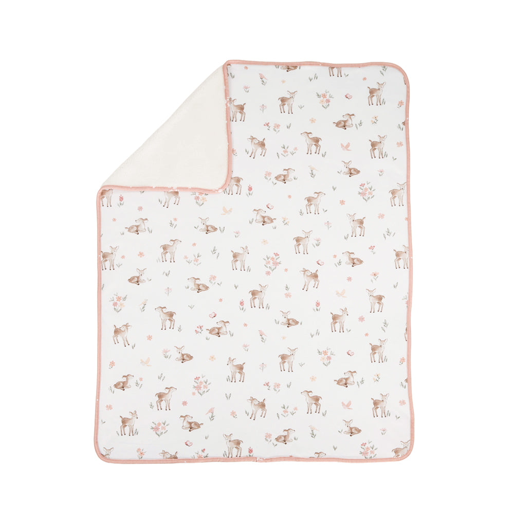 Living Textiles Jersey Sherpa Pram Blanket Fawn Fables