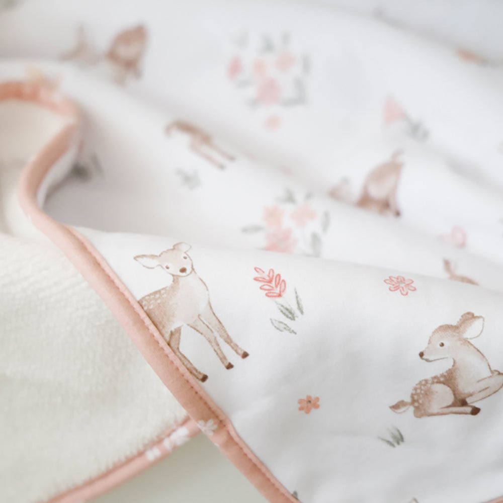 Living Textiles Jersey Sherpa Pram Blanket Fawn Fables