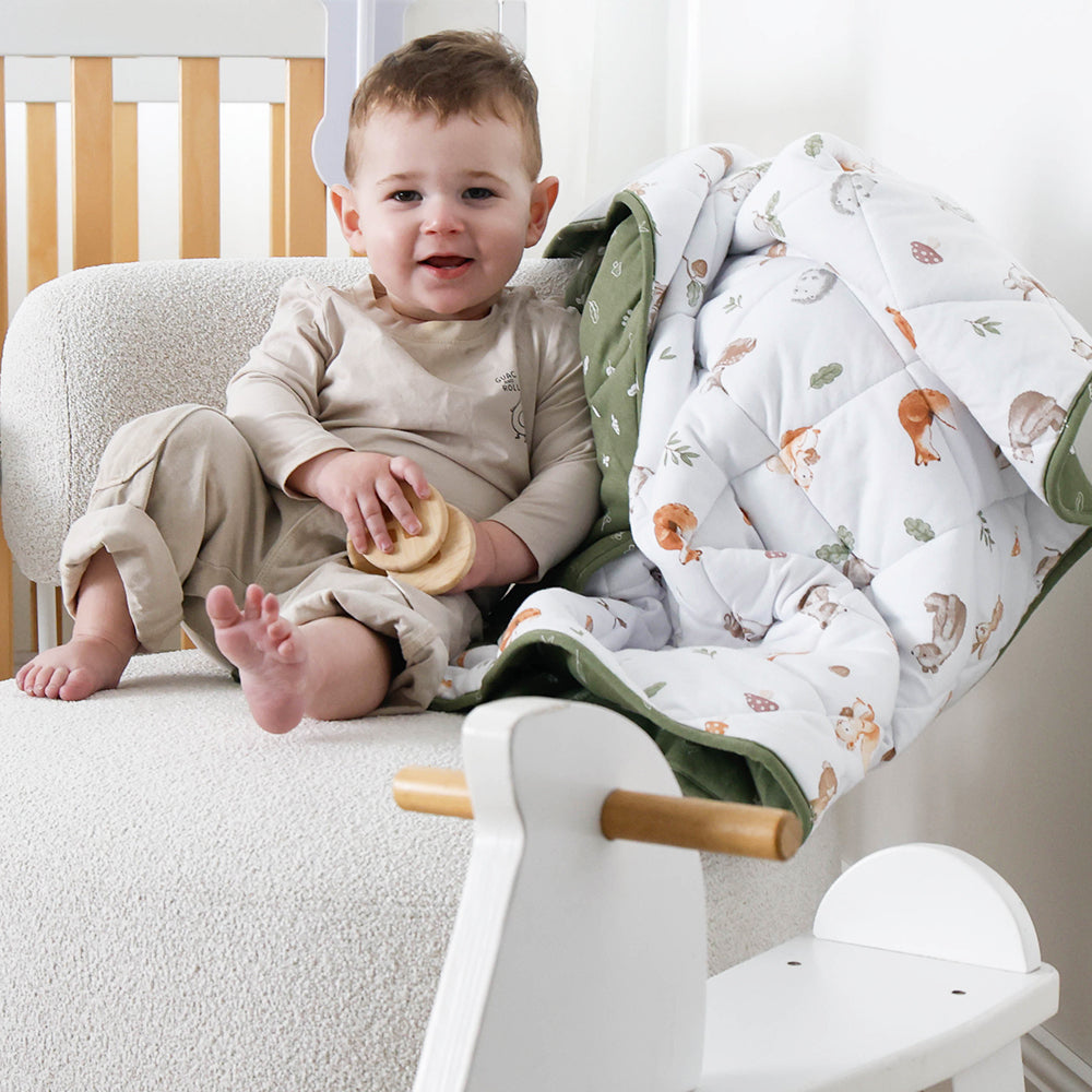 Living Textiles Reversible Quilted Cot Comforter Fox & Friends