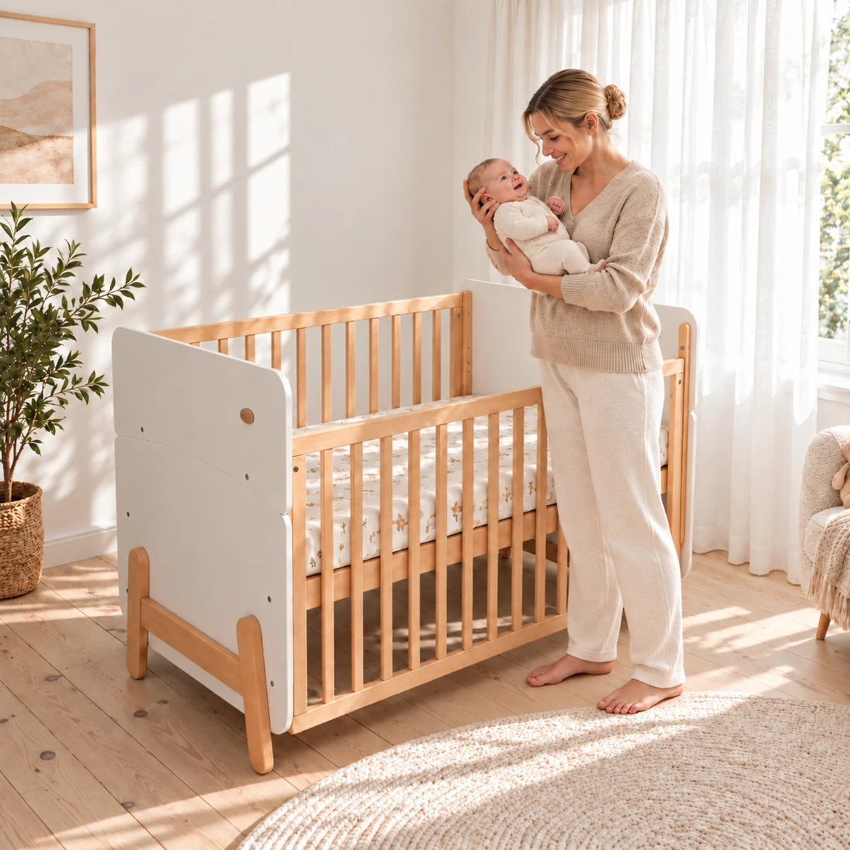 Boori Natty Ergonomic Cot with Dropside