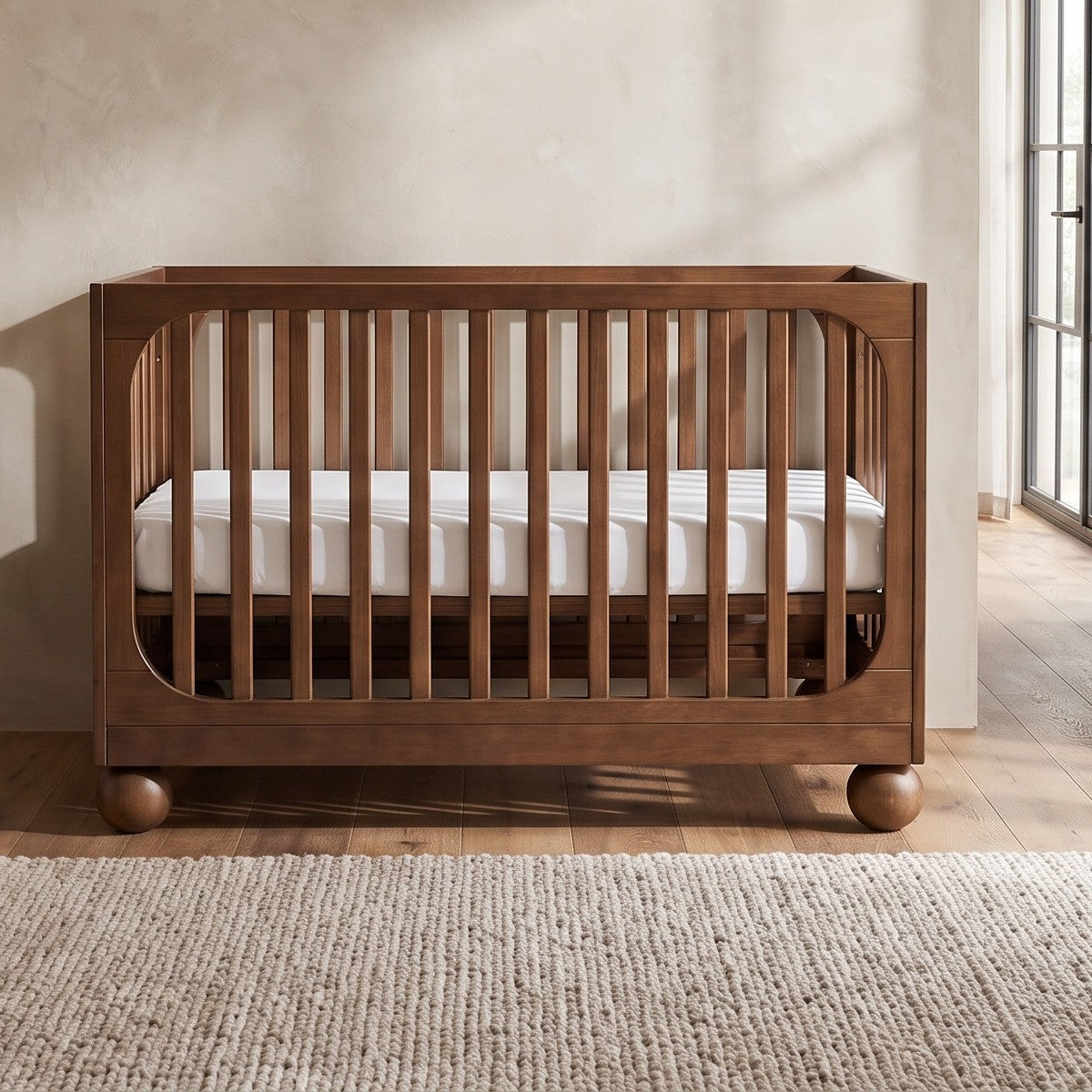 Moroko Spheros Cot Walnut Wash with Eldita Versatile Rolled Pocket Spring Mattress