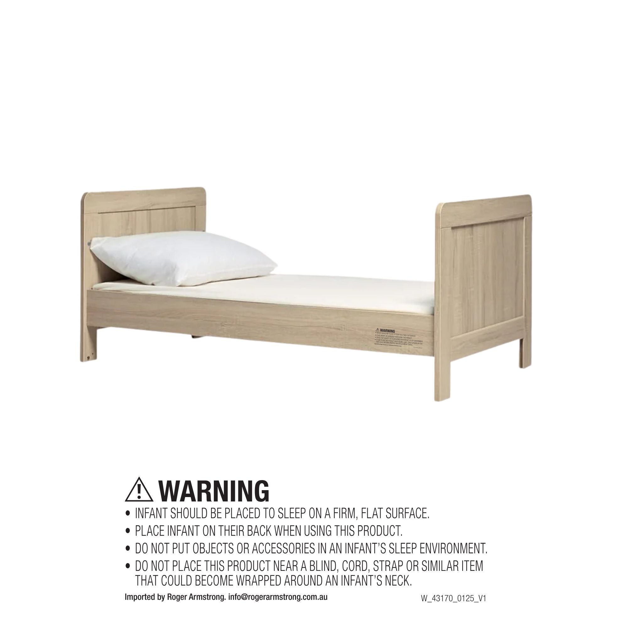 Mamas & Papas Atlas 5 piece set with Cot Bed, Dresser Changer, Mattress, Fitted Sheets and Mattress Protector - Light Oak