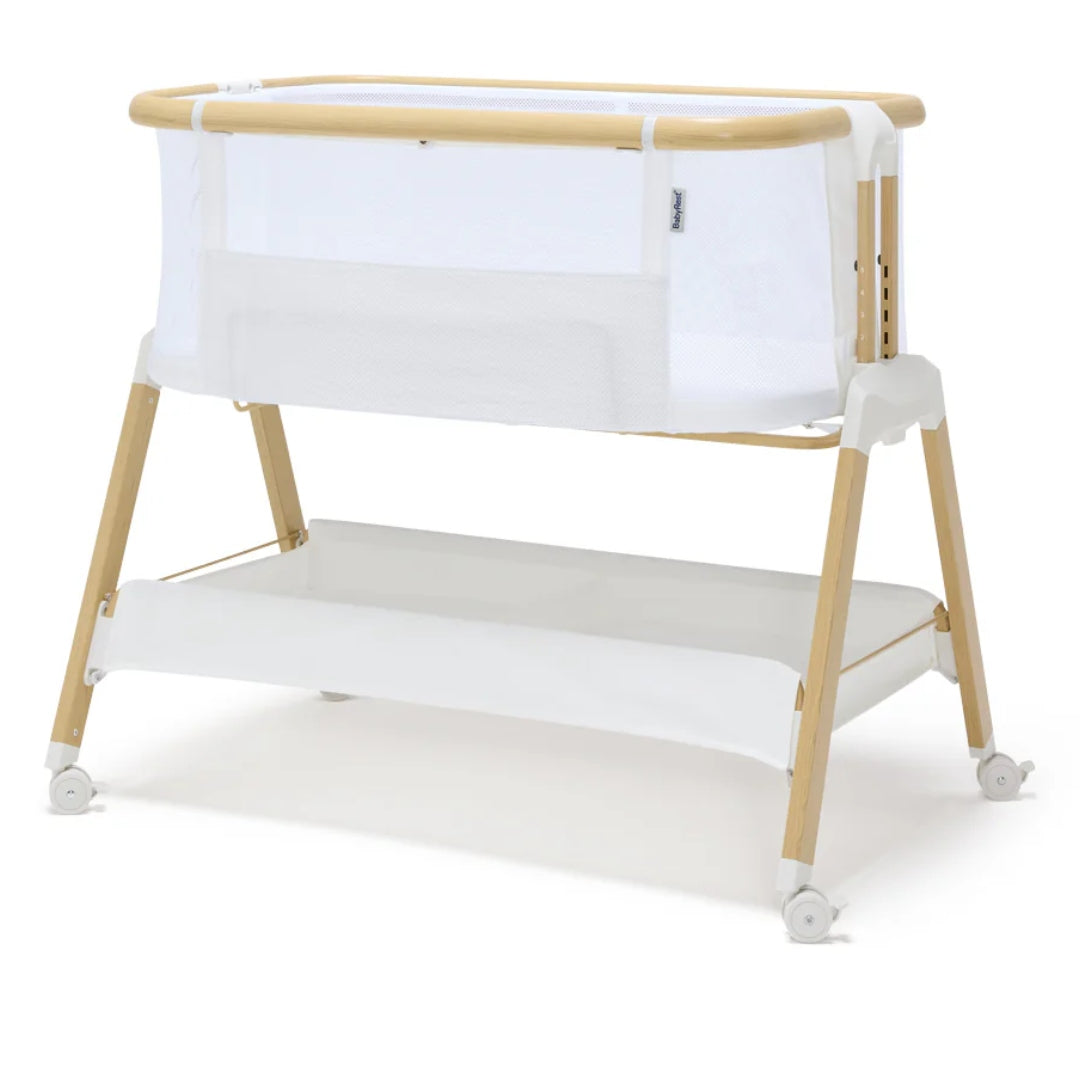 BabyRest Alfie2 Bedside Bassinet White/Natural