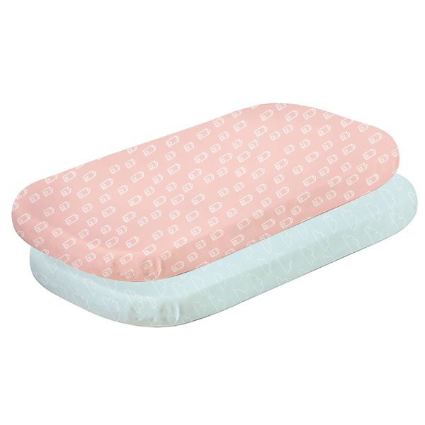 Bubba Blue Nordic Jersey Co-sleeper Fitted Sheets Coral/Tiffany 2pk