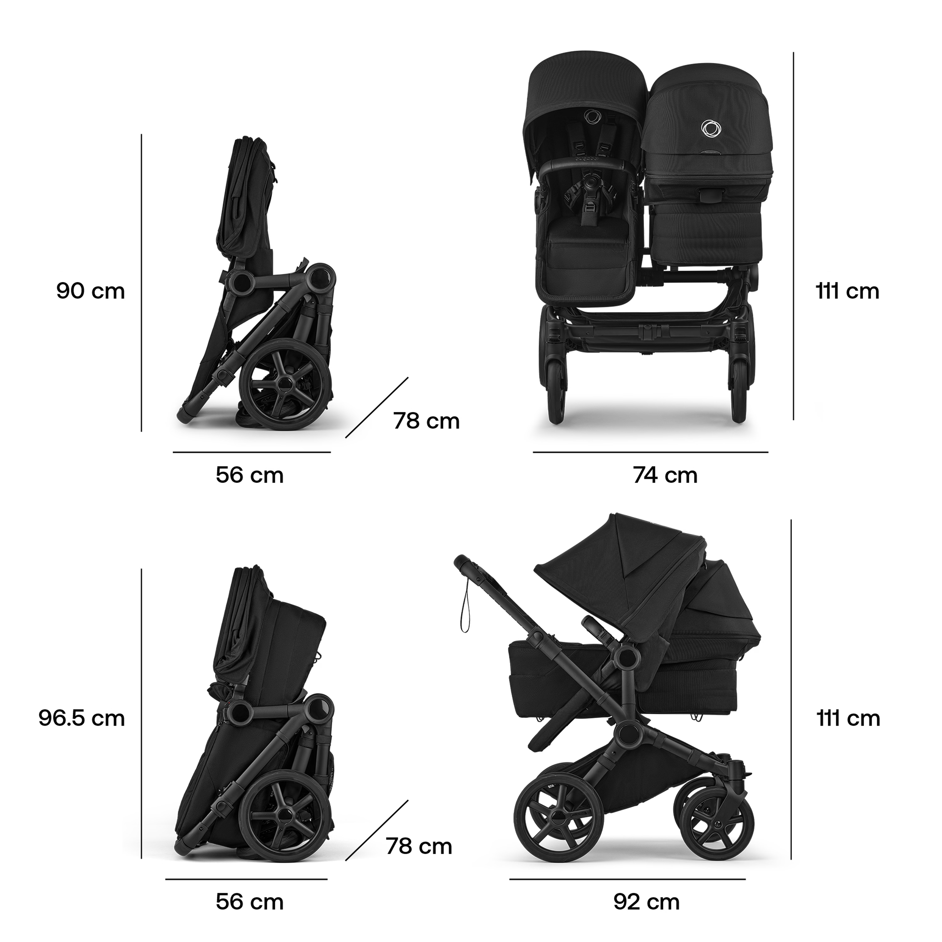 Bugaboo Donkey 6 Double Pram TRAVEL SYSTEM (includes Bugaboo Turtle car seat with base & adaptors)