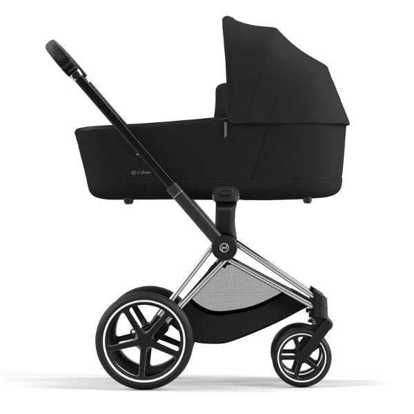 Cybex Priam Pram with Matt Black Chassis V26 + CYBEX Priam Lux Carry Cot Sepia Black