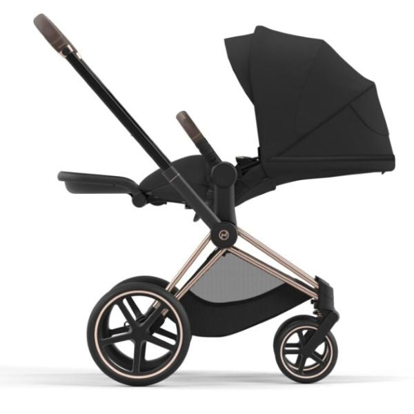 cybex priam 2024 Cybex Priam Pram with Rose Gold Chassis & Sepia Black Seat V26 + Cloud – Baby Kingdom