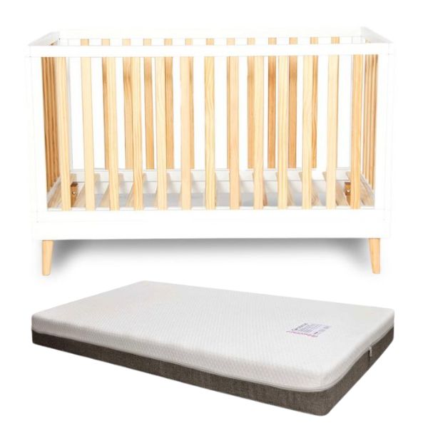 Eldita Kent Cot White/Natural with Grotime Mattress
