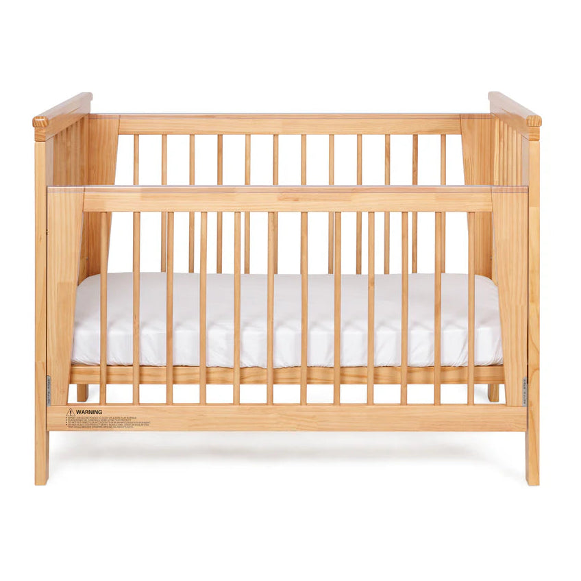 Wooden crib white mattress