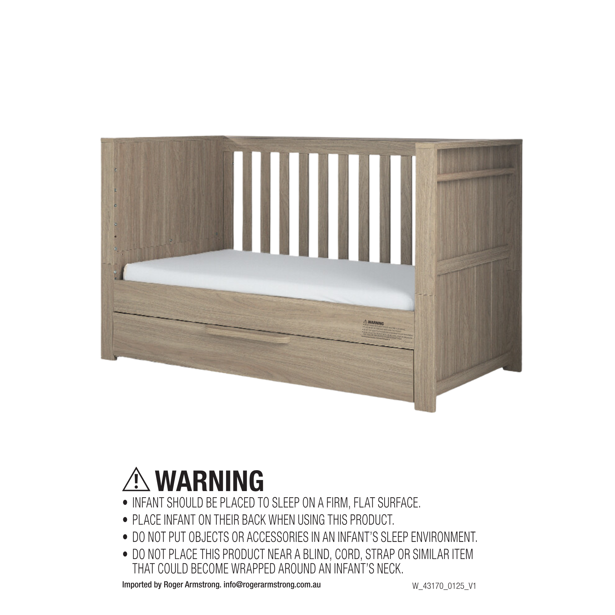 Mamas & Papas Franklin Light Oak 4 piece set with Cot Bed, Mattress, Fitted Sheets & Mattress Protector