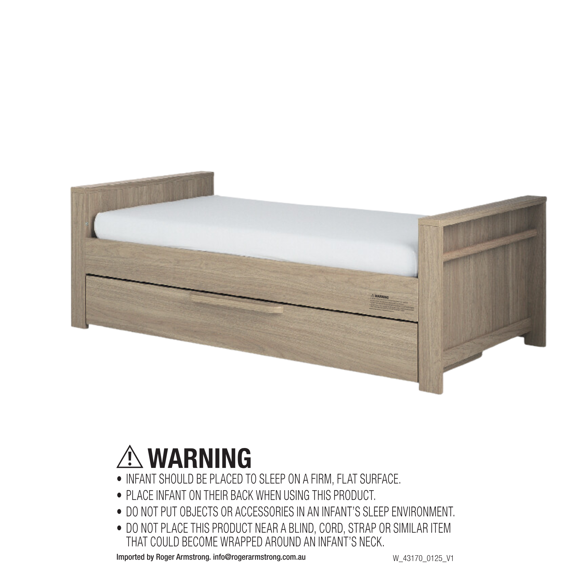 Mamas & Papas Franklin Light Oak 4 piece set with Cot Bed, Mattress, Fitted Sheets & Mattress Protector