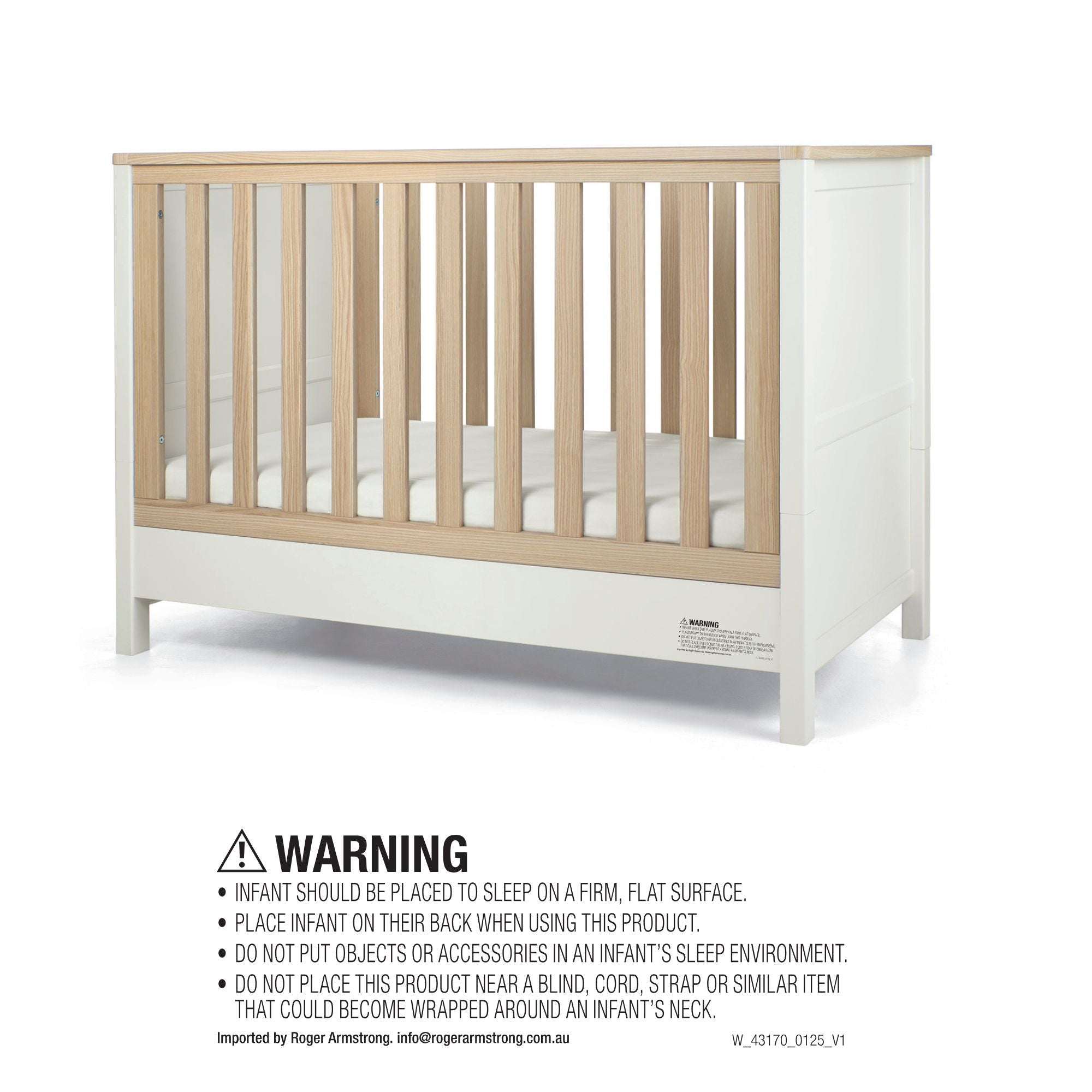 Mamas & Papas Harwell White/Natural 5 piece set with Cot Bed, Dresser Changer, Mattress, Fitted Sheets & Mattress Protector