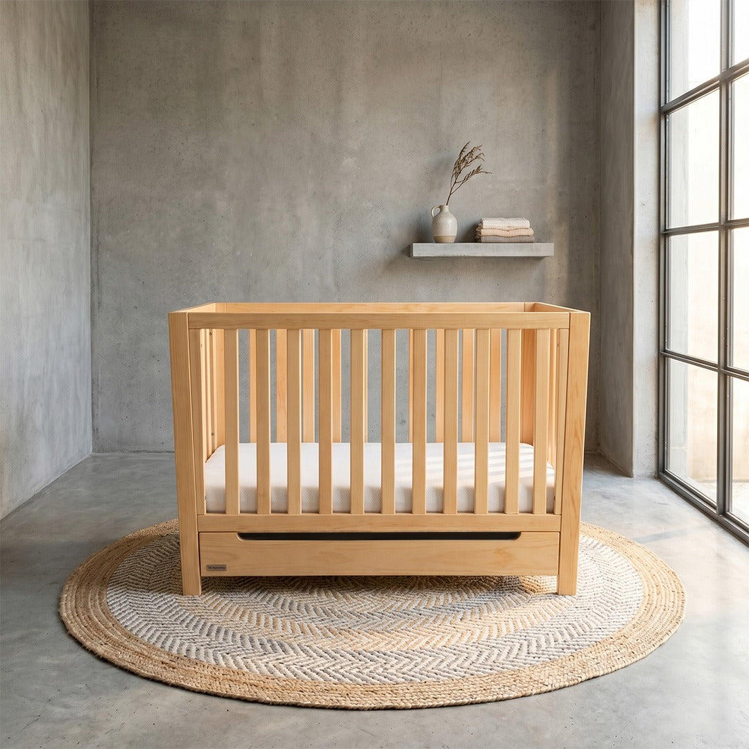 Eldita Kensington Compact Cot Natural with Eldita Versatile Rolled Pocket Spring Compact Cot Mattress