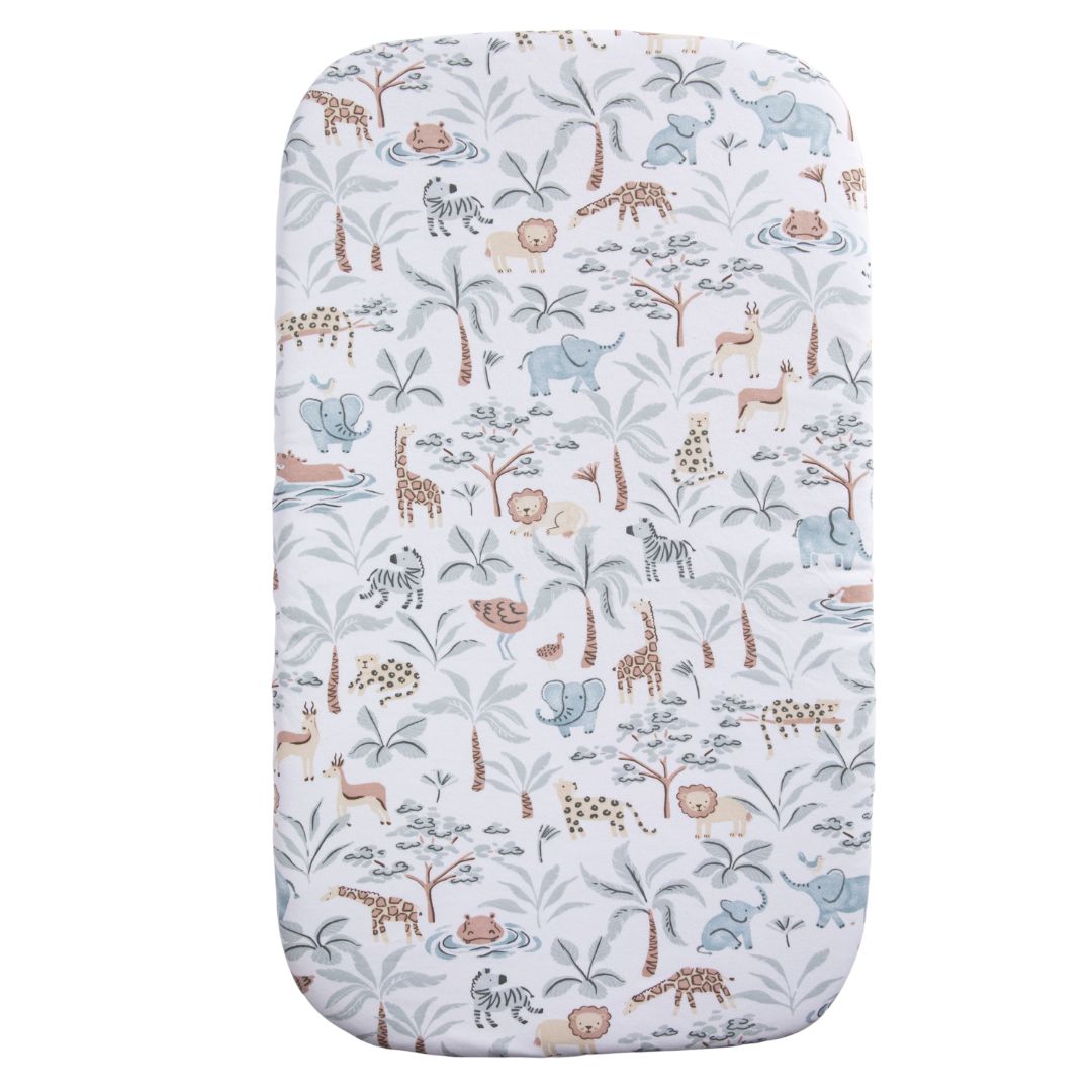 Living Textiles Jersey Bassinet Fitted Sheet 1pk Wild Safari