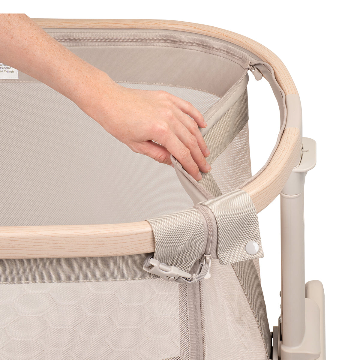 Beige baby crib