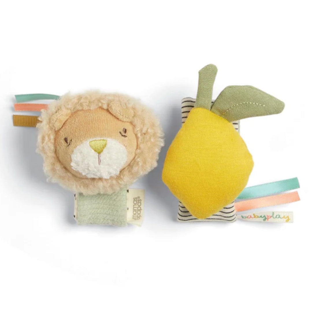 Mamas & Papas Babyplay Wrist Rattles Lion/Lemon (2 pack)