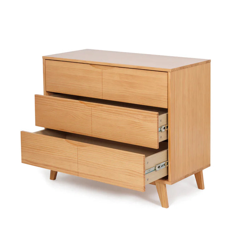 Wood three-drawer dresser