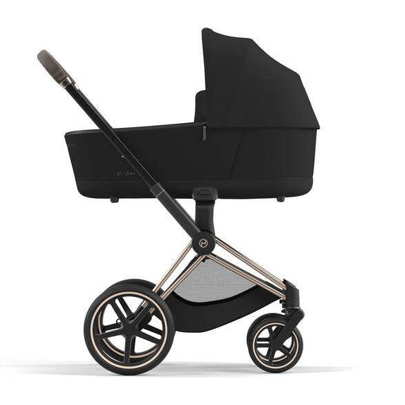 Cybex Priam Pram with Rose Gold Chassis & Sepia Black Seat V26 + Cybex Priam Lux Carrycot Sepia Black