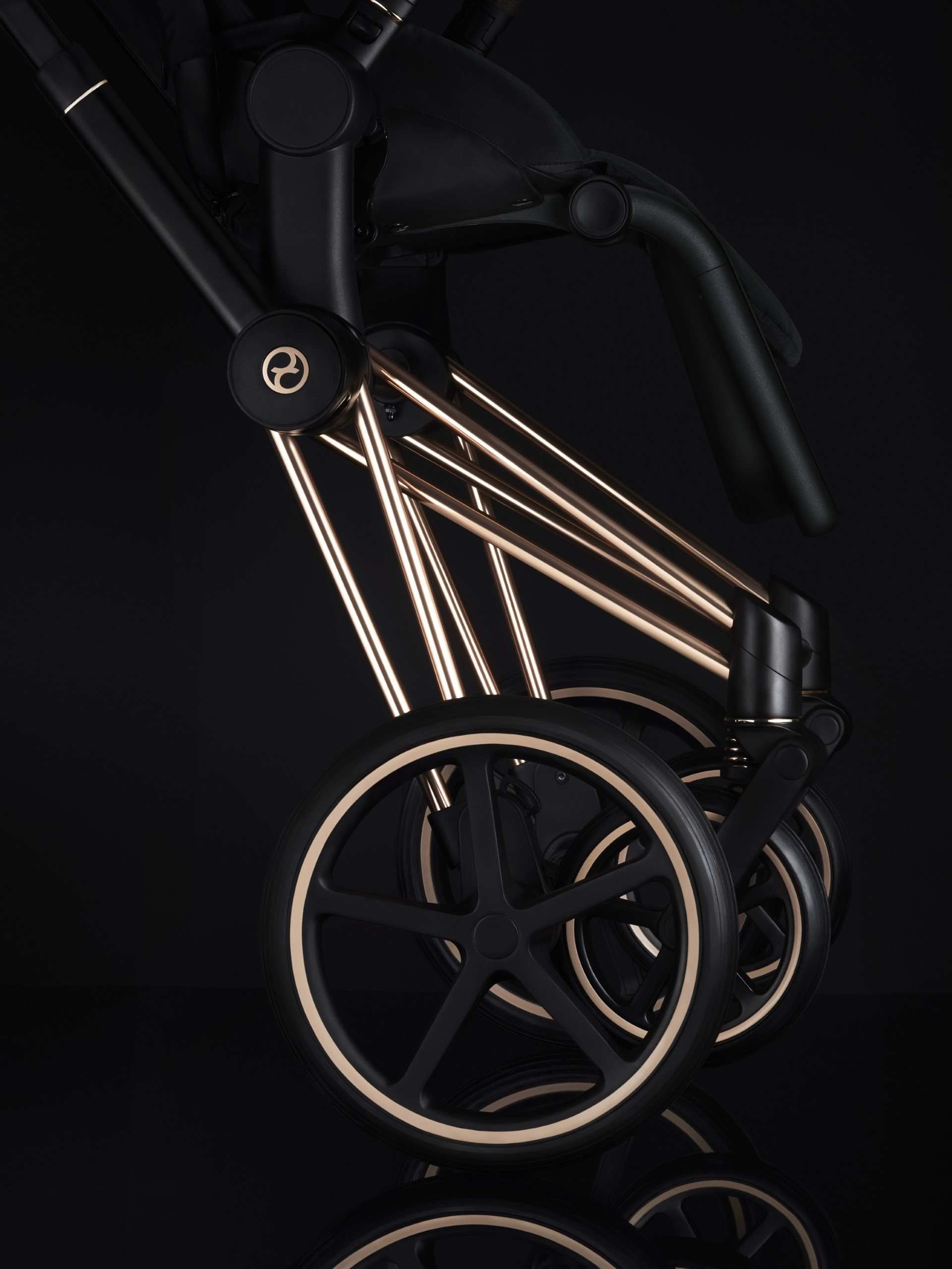 Cybex Priam Pram with Rose Gold Chassis & Sepia Black Seat V26