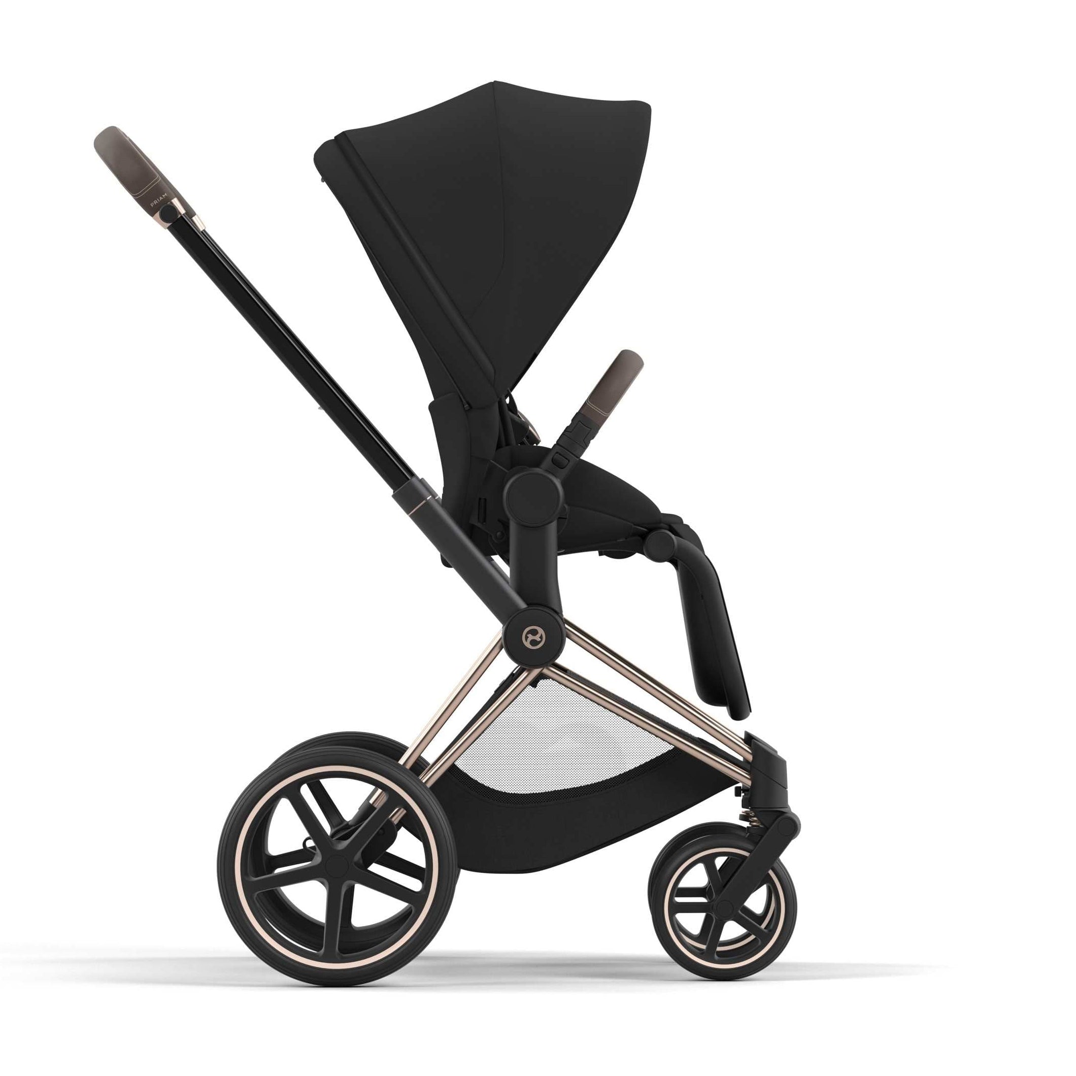 Cybex Priam Pram with Rose Gold Chassis & Sepia Black Seat V26