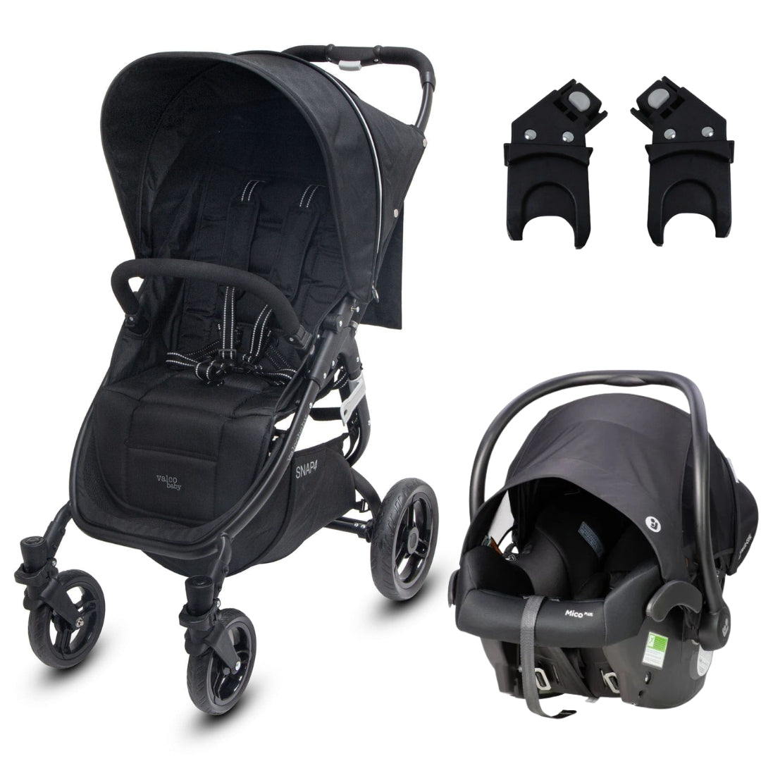 Valco Baby Snap 4 Stroller Black Beauty TRAVEL SYSTEM (Includes Maxi Cosi Mico Plus Infant Carrier Isofix Onyx & Adaptor)