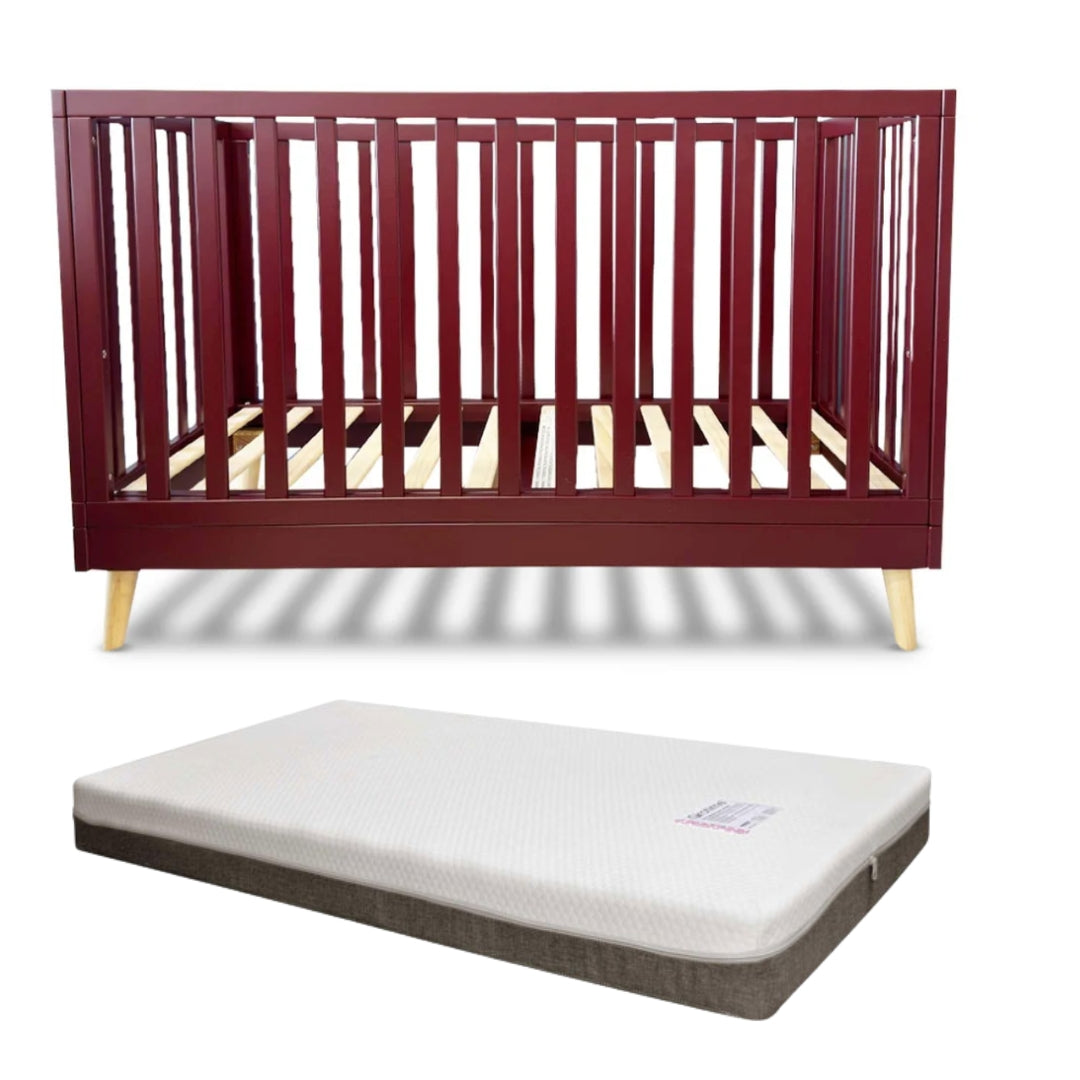 Eldita Kent Cot Limited Edition Dark Red with Grotime Mattress