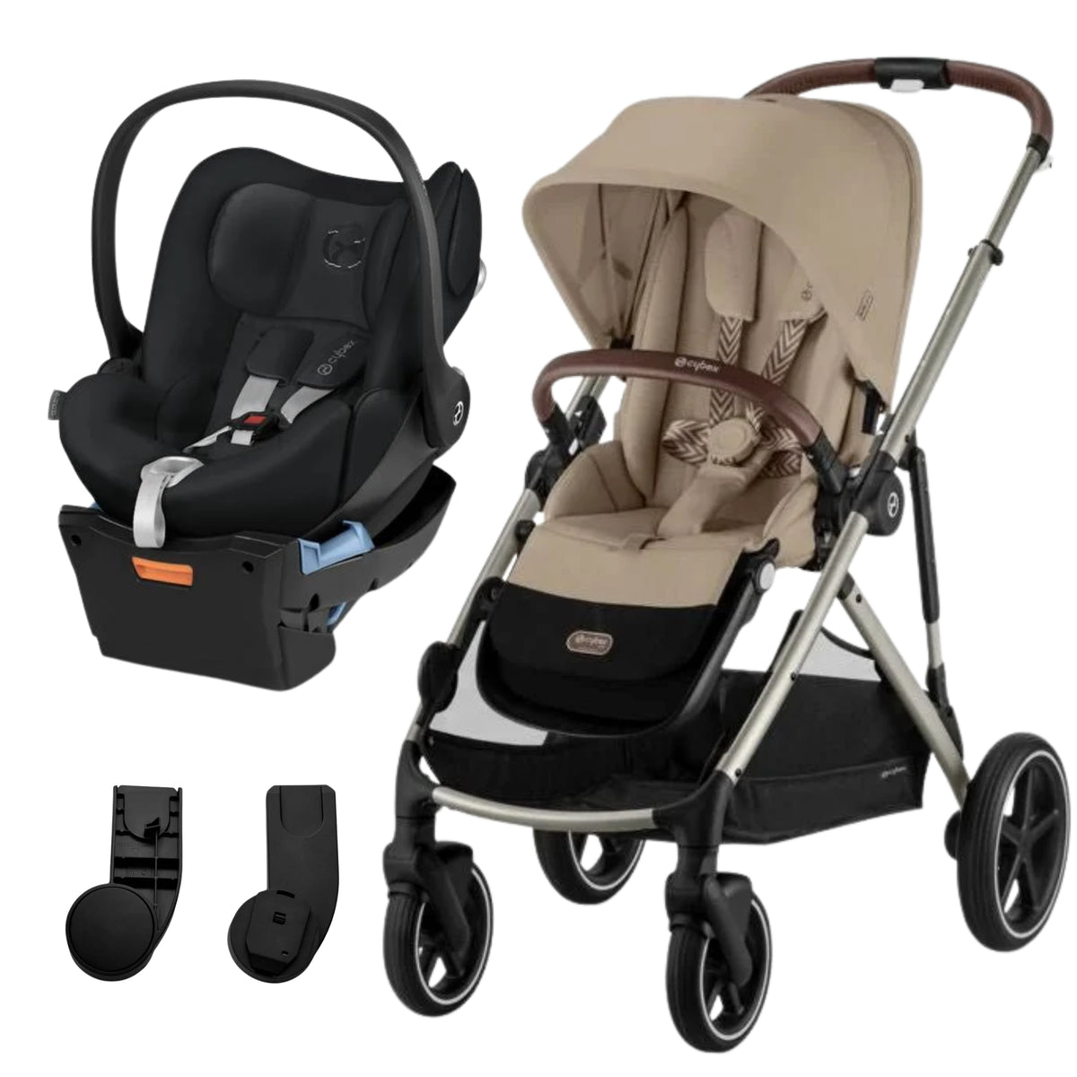 Cybex Gazelle S Pram V26 + Cloud Q Capsule with Base Stardust Black + Adaptors