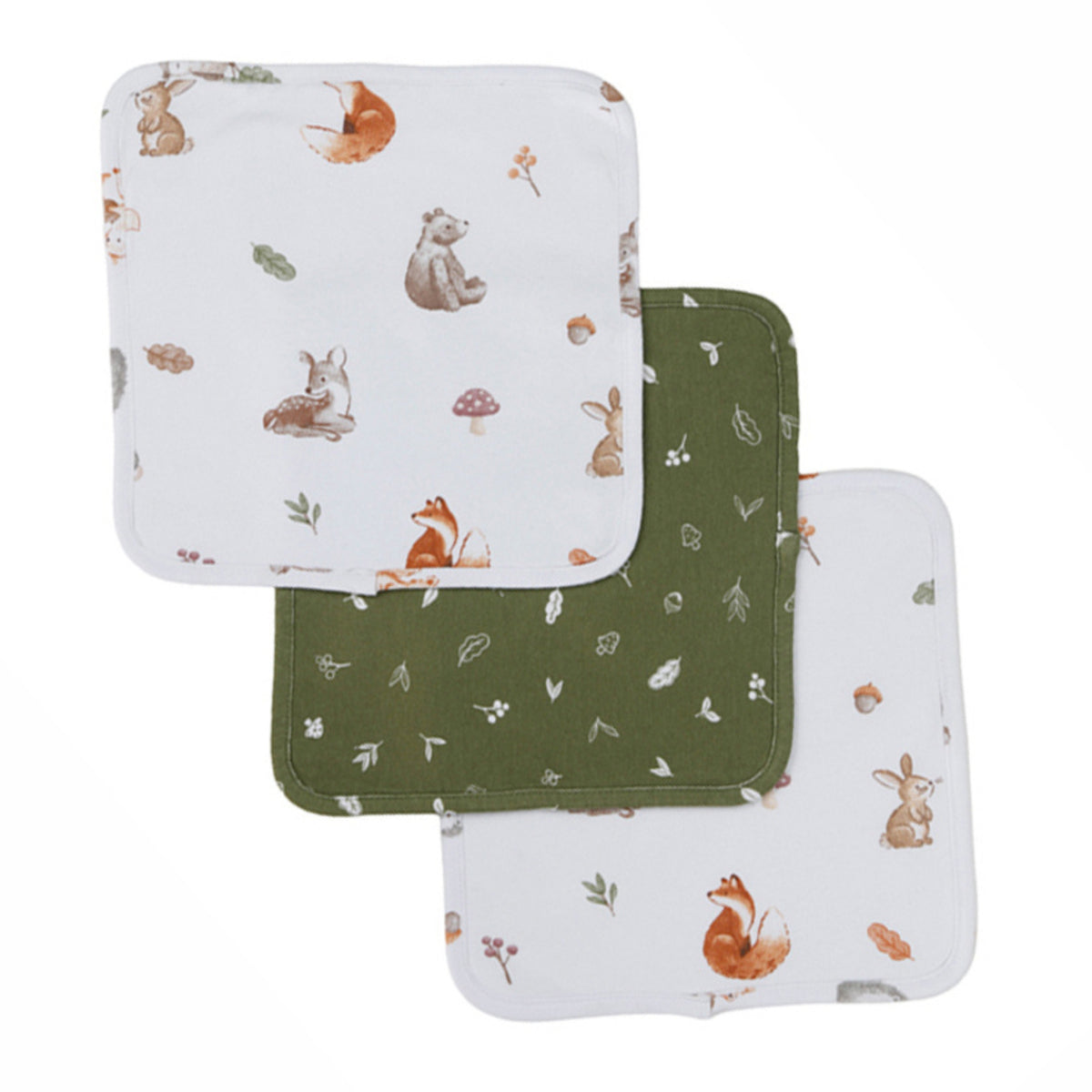 Living Textiles Organic Cotton Washcloths 3pk Fox & Friends