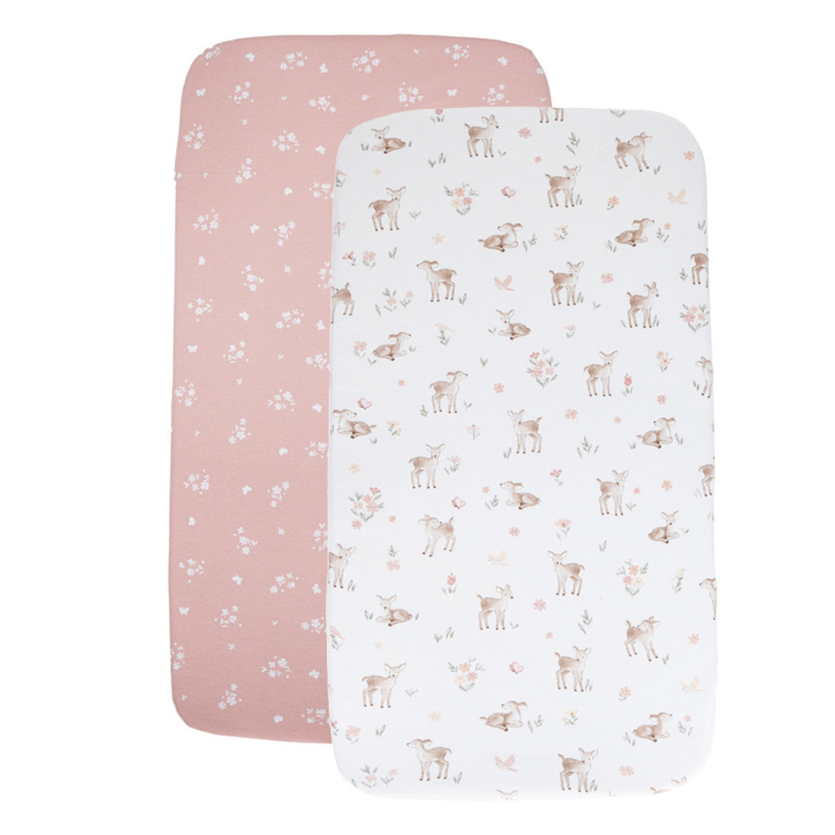 Living Textiles Organic Cotton Jersey Bedside Sleeper Fitted Sheets 2pk Fawn Fables
