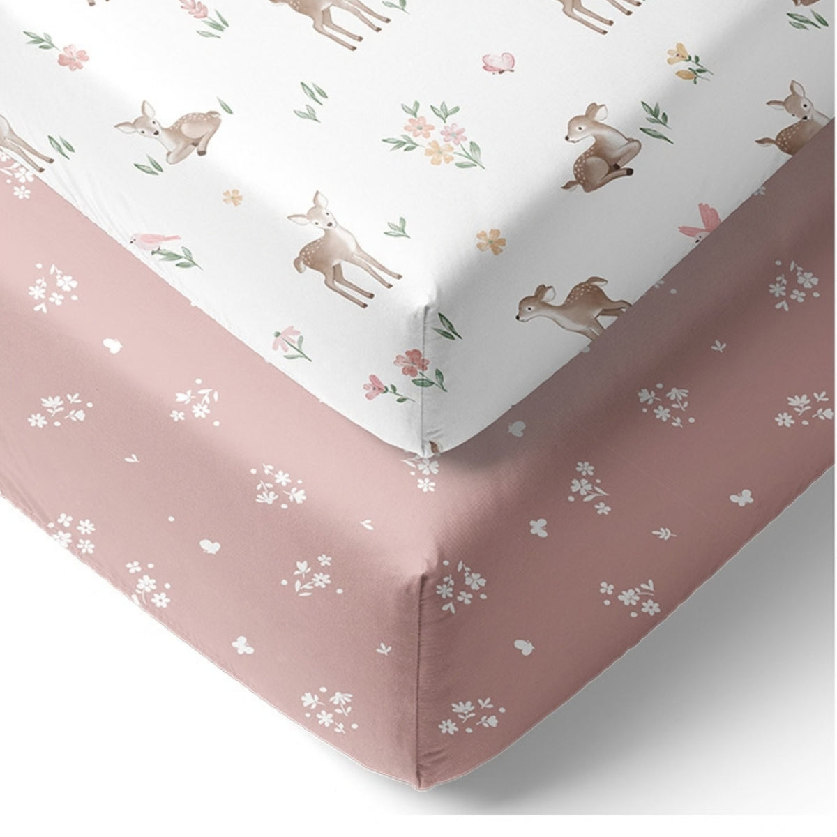 Living Textiles Organic Cotton Jersey Cot Fitted Sheets 2pk Fawn Fables