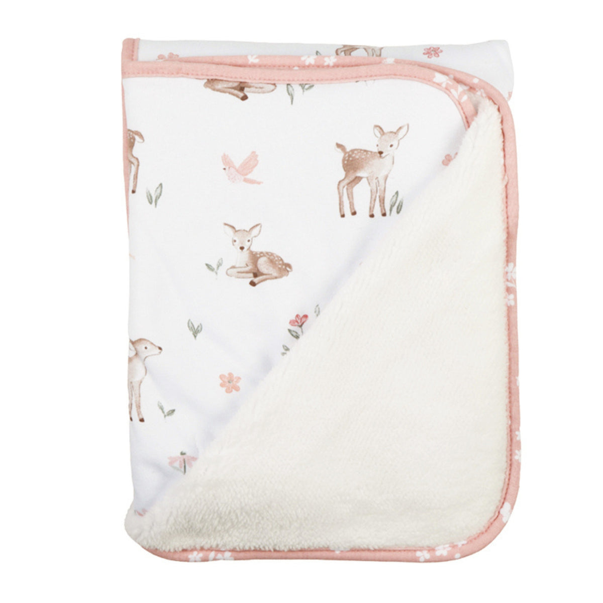 Living Textiles Jersey Sherpa Pram Blanket Fawn Fables