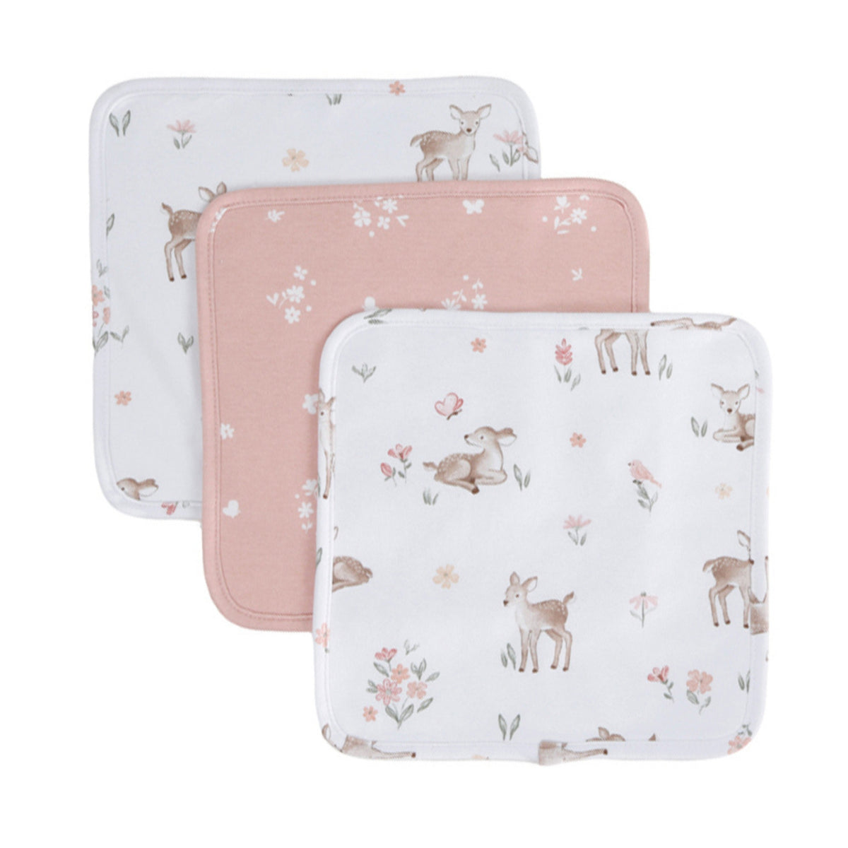 Living Textiles Organic Cotton Washcloths 3pk Fawn fables