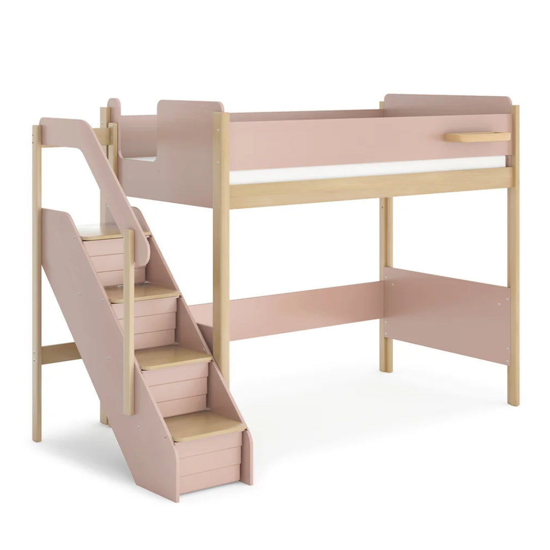 Boori Kids Natty King Single Loft Bed with Storage Staircase V24 Cherry / Almond