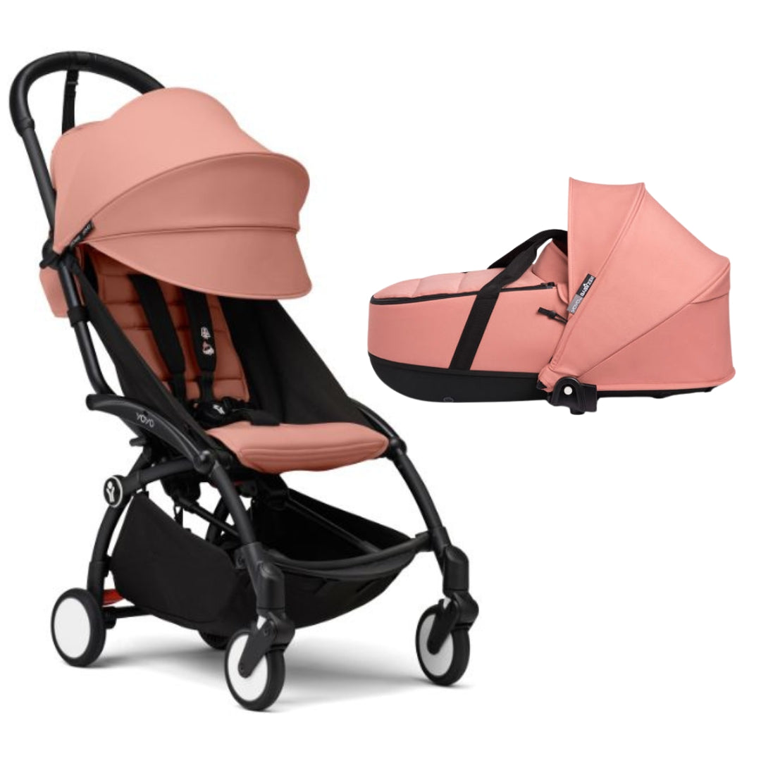 Stokke® YOYO3 Stroller Black Frame with Ginger Colour Pack & Bassinet