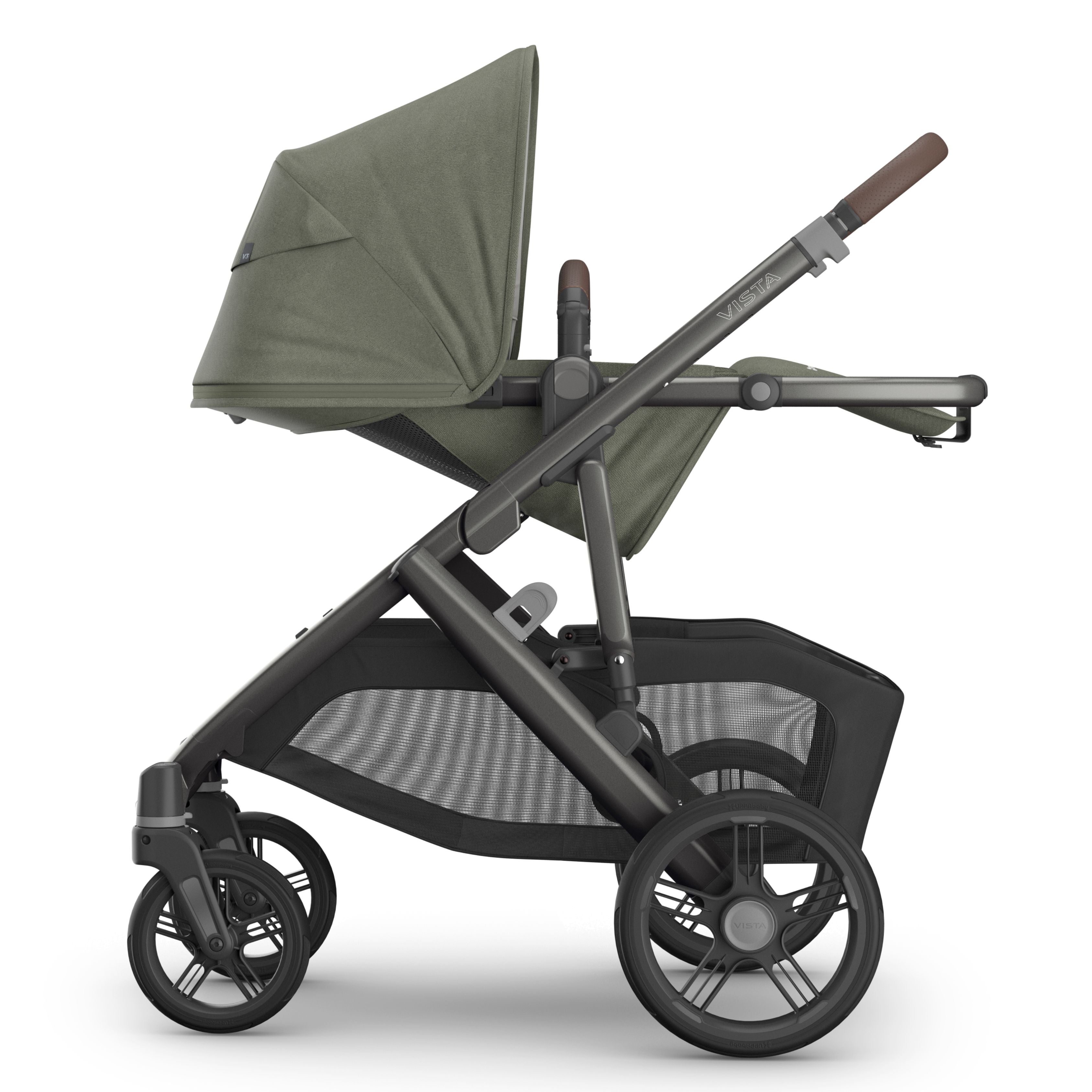 UPPAbaby Vista V3 Pram with Bassinet EVELYN (Meadow Green/Graphite Frame/Chestnut Leather)