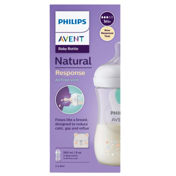 Avent Natural Response Bottle with AirFree Vent 260ml 1pk Bear