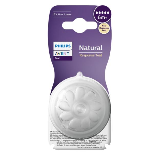 Avent Natural Response Teats 6m+ Flow 5 2pk