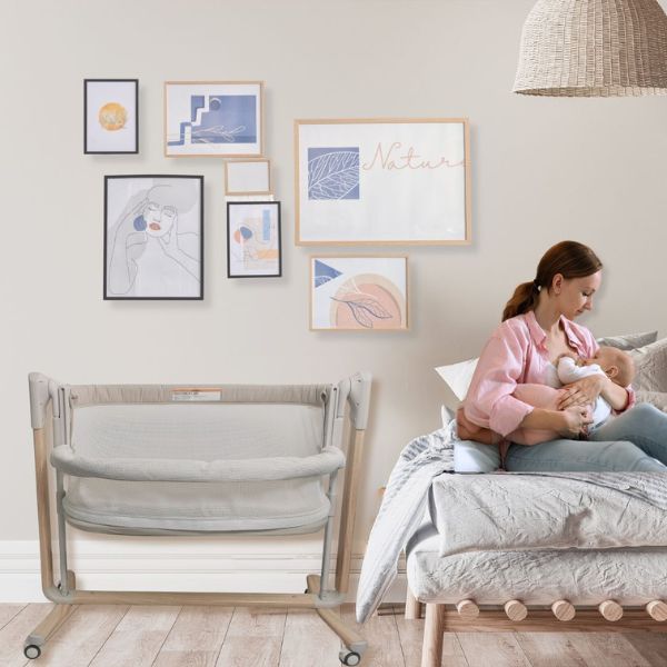 BabyStudio Rockabye Bassinet Grey/Wood