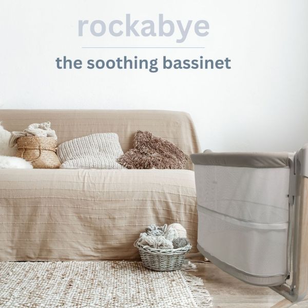 BabyStudio Rockabye Bassinet Grey/Wood
