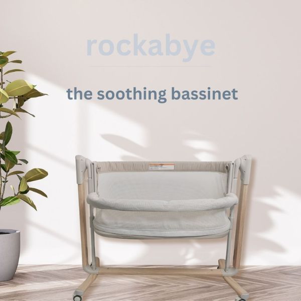 BabyStudio Rockabye Bassinet Grey/Wood