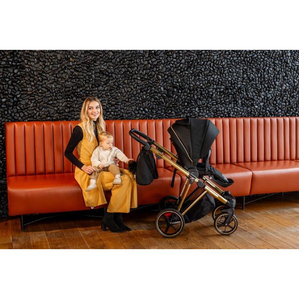 Bambini Prams Geneva Black with Gold Frame LORENZO