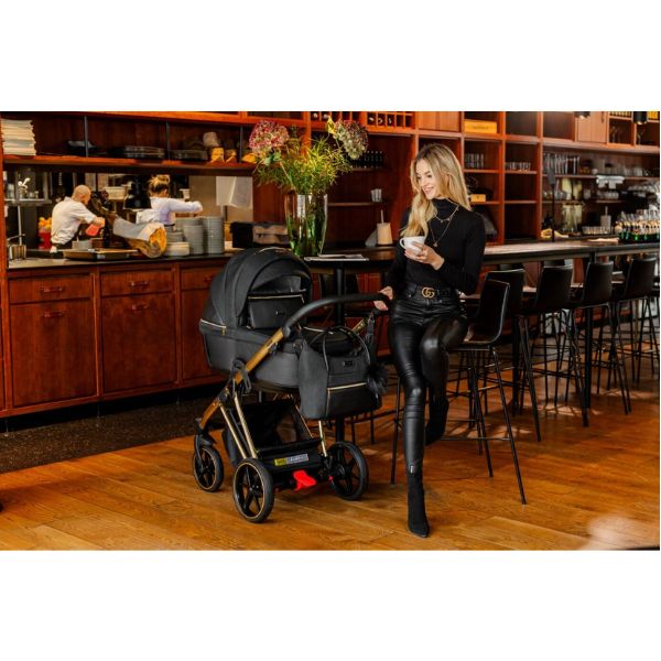 Bambini Prams Geneva Black with Gold Frame LORENZO