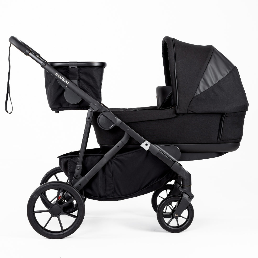 Bambini Prams Lisbon Black/Black Standard Bundle (with Bassinet & Lower Adaptors)