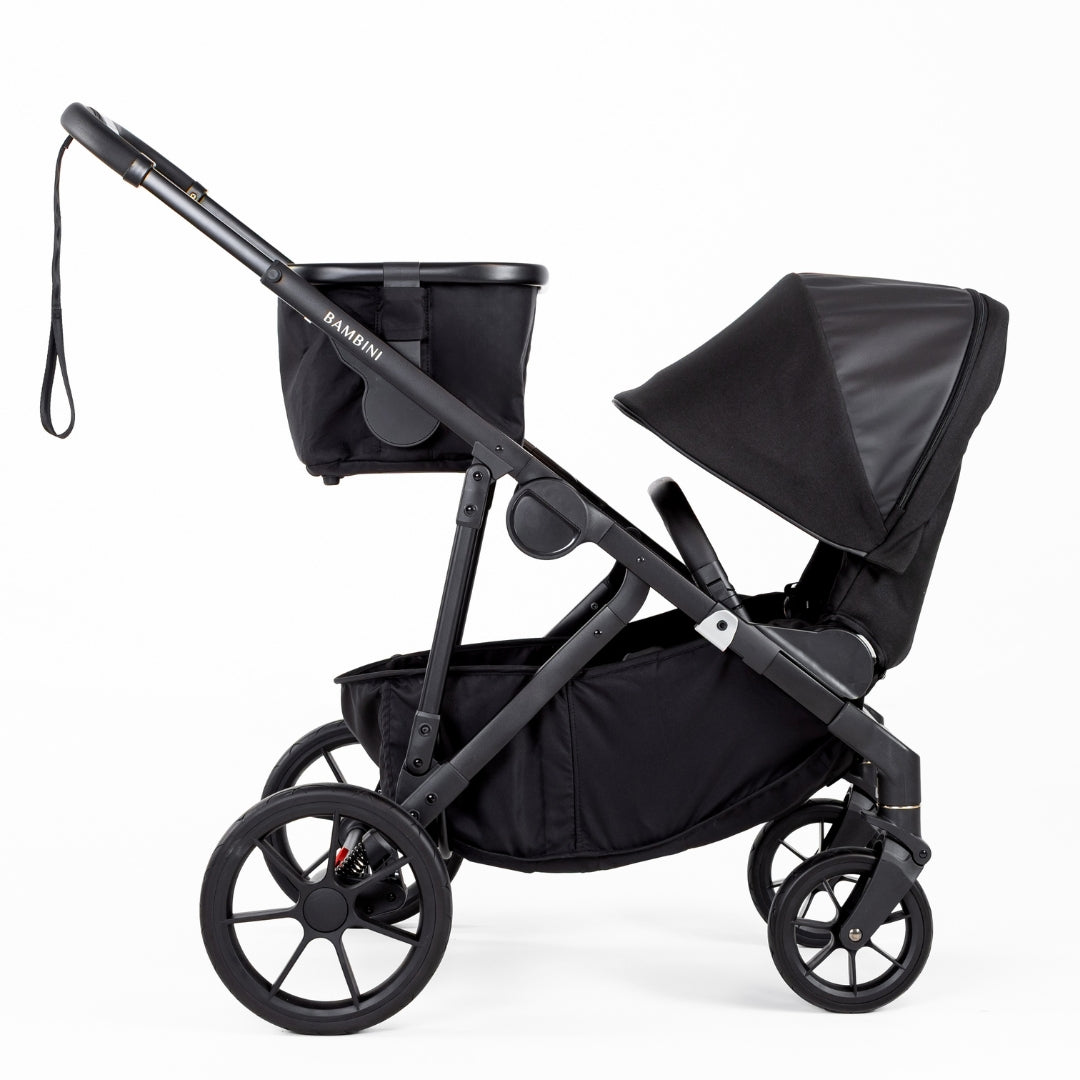 Bambini Prams Lisbon Black/Black Standard Bundle (with Bassinet & Lower Adaptors)