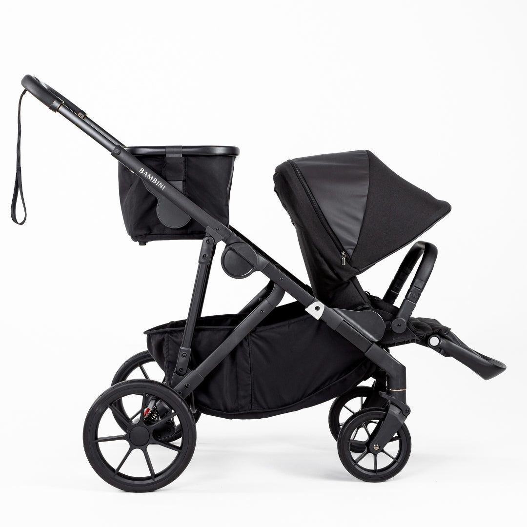 Bambini Prams Lisbon Black/Black Standard Bundle (with Bassinet & Lower Adaptors)