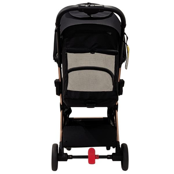 Bambini Prams Paris Travel Stroller Black Fabric with Rose Gold Frame