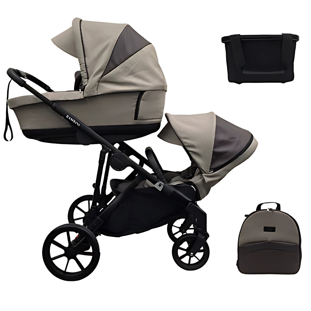 Bambini Prams Lisbon Mocha/Tan/Black Standard Bundle (with Bassinet & Lower Adaptors)